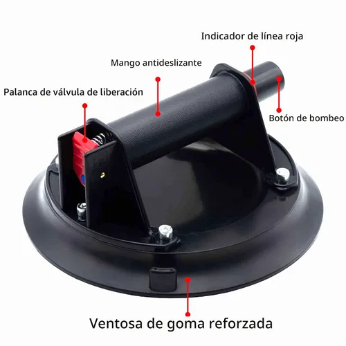 Vista 2 de Ventosa de alta resistencia de 8 pulgadas para levantar vidrio grande, azulejos, mármol, elevador de succión al vacío industrial con mango