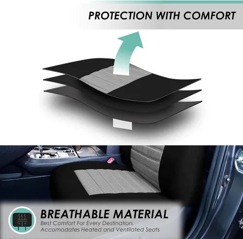 Vista 3 de TLH - Fundas de asiento automotrices de malla de aire 3D, solo para asientos delanteros, compatibles con bolsa de aire, ajuste universal para Gris