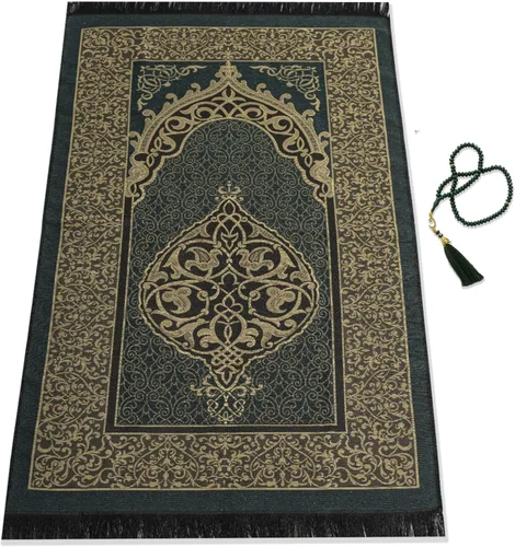 Vista 10 de Alfombra de oración musulmana con cuentas de oración islámica, alfombrilla de oración de viaje, regalos islámicos para mujeres, oración portátil