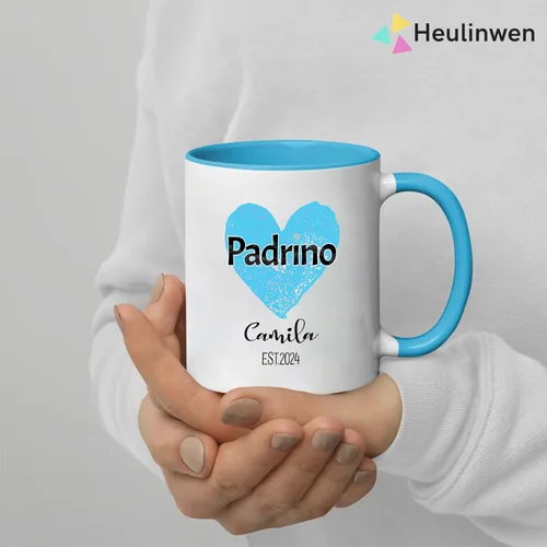 Vista 5 de Juego personalizado de Bautizo Recuerdos Juego De 2 Tazas 2024, Padrinos De Bautizo Propuesta Set 2 Tazas Café 11Oz, Para Niño, Niña, Propuesta