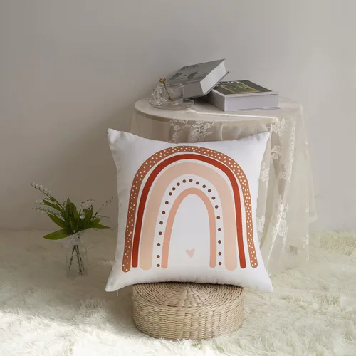 Vista 4 de Juego de 2 fundas de almohada bohemias con diseño de arco iris, diseño de círculos de arco iris, cuadradas, modernas, modernas, para decoración