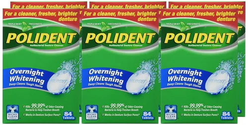 Vista 5 de Polident Tabletas limpiadoras de dentaduras postizas blanqueadoras durante la noche - 84