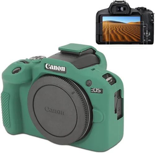 Vista 10 de Pocoukate Funda para cámara Canon EOS R100, funda protectora de silicona suave con protector de pantalla EOS R100 Accesorios para Canon EOS R100
