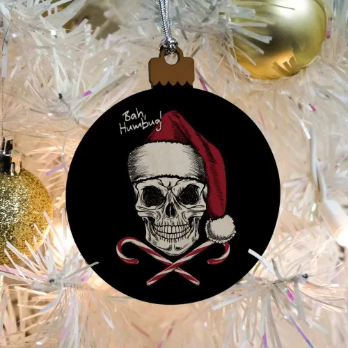 Vista 5 de Bah Humbug - Adorno navideño de madera para árbol de Navidad