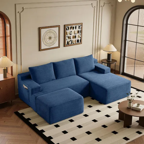 Vista 54 de Sofás seccionales de 105" para sala de estar, sofá cloud con forma de L tapizado, sofás modulares sin estructura rígida, sofá seccional moderno