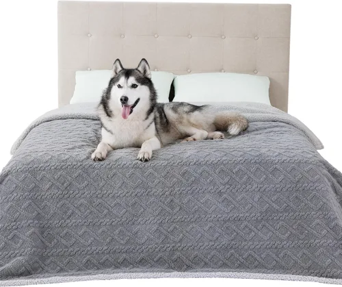 Vista 8 de Bedsure - Mantas impermeables para perros para la cama - Manta para mascotas para cama y sofá lavable, manta de forro polar de jacquard para gatos