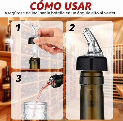Vista 4 de BBTO Vertedor automático de botellas con boquilla de licor, Jigger de botella de medición rápida, 1 onza/1.0 fl oz (transparente, negro, 12 piezas)