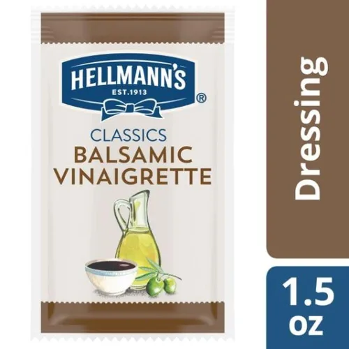 Vista 6 de Hellmann's Classics Balsámico Vinagreta Ensaladera de Vinagreta Control de Porciones Bolsitas Sin Gluten Sin Sabores Artificiales ni Jarabe de Maíz