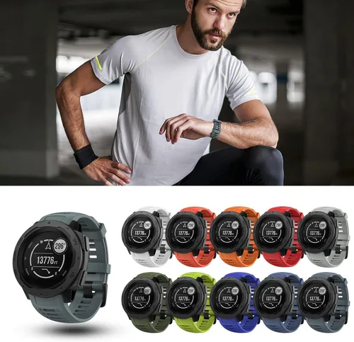 Vista 7 de Correa de repuesto para reloj Garmin Instinct, correa de silicona suave compatible con Garmin Instinct 2/Solar/Tactical Pizarra