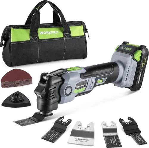 Vista 9 de WORKPRO Kit de múltiples herramientas oscilantes para Navidad, sierra oscilante reemplazable de bloqueo rápido con cable de 3.0 amperios con 7