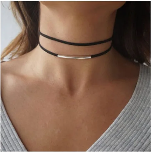 Vista 2 de Collar negro gargantilla de terciopelo collares de moda punk joyería para mujer