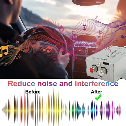Vista 7 de XMSJSIY Filtro aislante de ruido de audio para automóvil, 2 canales RCA de señal de tierra supresor de ruido eliminador de filtro para amplificador