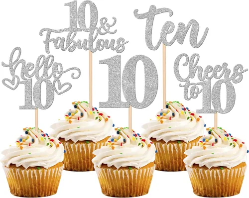 Vista 32 de 30 piezas de adornos para cupcakes de 12 cumpleaños feliz, brillantes doce, hola 12, felicitaciones a 12 años, adornos para cupcakes, 12