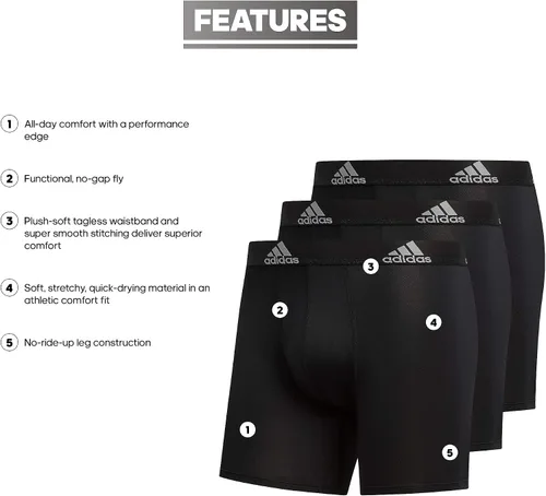 Vista 2 de adidas Calzoncillos tipo bóxer de microfibra para hombre (3 unidades)