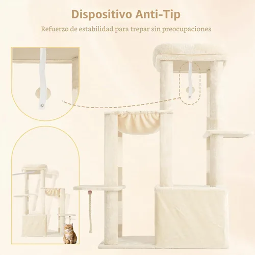 Vista 8 de Heybly Árbol para gatos resistente con base grande para gatos grandes de Beige