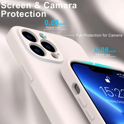 Vista 5 de DEENAKIN Funda compatible con iPhone 13 Pro con protector de pantalla, silicona suave y sedosa, funda mejorada para cámara, probada contra caídas