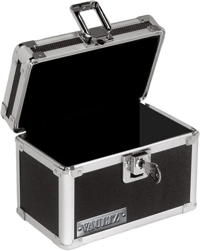 Vista 2 de Vaultz VZ01169 Archivador con candado para tarjetas de índice con tapa abatible - Capacidad para 350 tarjetas de 7,6 x 12,7 cm, color negro