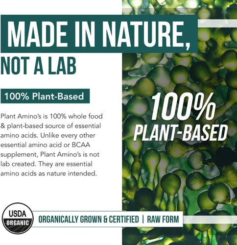 Vista 5 de Suplemento de Aminoácidos Esenciales Orgánicos Plant Aminos (EAAs) y BCAA - 100% a Base de Plantas Crudas, Vegano - Todos los 9 Aminoácidos