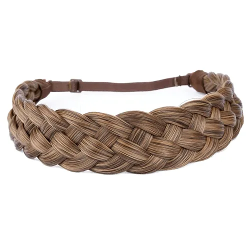 Vista 30 de Diadema clásica de cabello sintético trenzado de 5 hebras, trenzas gruesas y anchas, extensión de cabello con elástico para mujeres y niñas