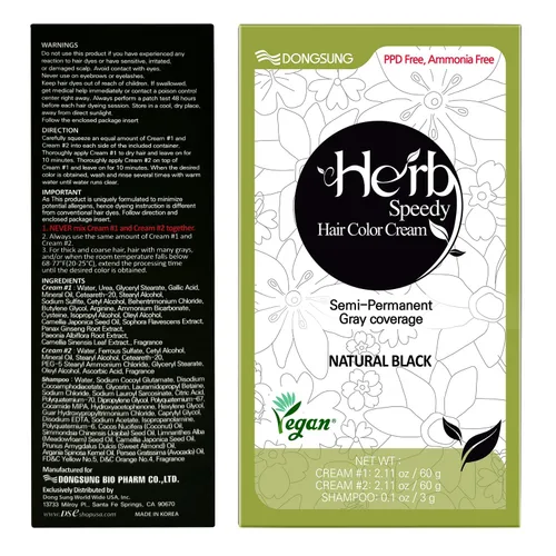 Vista 9 de Herb Speedy Color Cream (negro natural, 1 paquete) - Tinte vegano de hierbas coreanas para el cabello