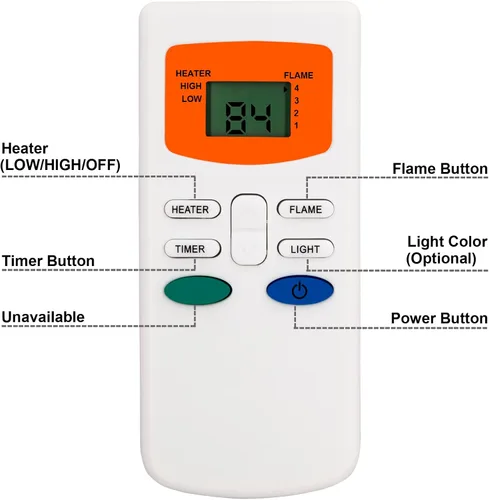 Vista 4 de Mando a Distancia de Repuesto para HHT Simplifire Calentador de Chimenea Eléctrico REMOTE-INS30 SF-INS30-BK