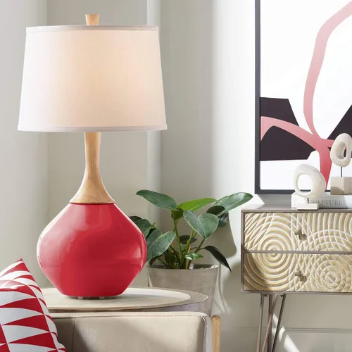 Vista 13 de Color + Plus Wexler 31" White Shade Mellow Coral Pink Table Lamp