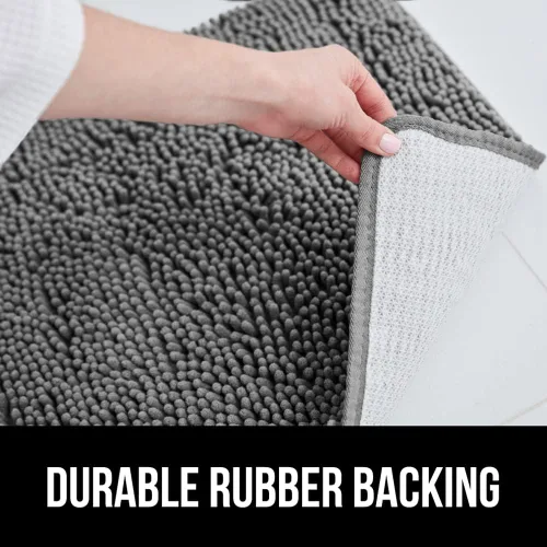 Vista 4 de GORILLA GRIP Juego de alfombras de baño de espuma viscoelástica a rayas, juego de contorno incluye alfombra de baño de 30 x 20 pulgadas y tapete
