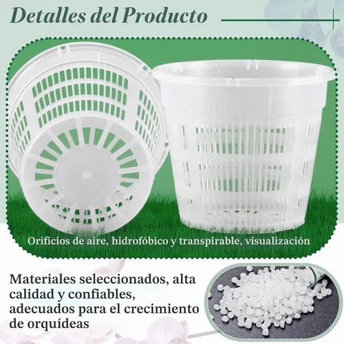 Vista 4 de SiliFine - Juego de 6 macetas de plástico transparente para orquídeas