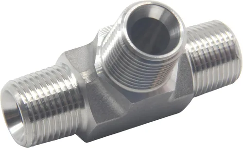 Vista 2 de HFS (R) 304 acero inoxidable forjado tubería calle Tee - macho MNPT 3-Way Tee inoxidable (1/2" macho NPT)