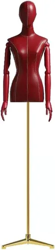 Vista 8 de Maniquí de forma de vestido femenino, torso de maniquí de cuerpo de poliuretano con soporte de metal ajustable en altura, brazos de madera, cuerpo