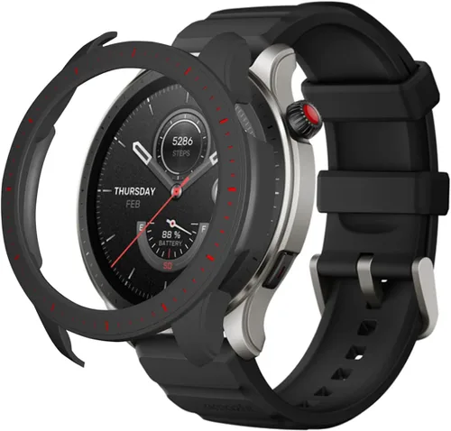 Vista 8 de Funda protectora para Amazfit GTR 4, a prueba de golpes, duradera, de policarbonato duro, accesorios para Amazfit GTR 4 Smartwatch (negro y azul)