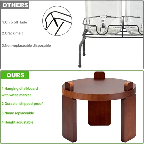 Vista 4 de Dispensador de 1 galón para bebidas en fiestas, dispensador de bebidas de vidrio con soporte, dispensador de agua con espiga de acero inoxidable