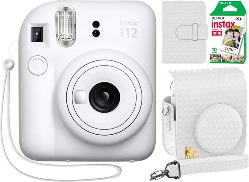 Vista 10 de Fujifilm Cámara instantánea Instax Mini 12 color rosa flor + estuche personalizado Minimate + película fotográfica Fuji Instax 10 hojas y álbum