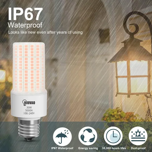 Vista 4 de RIUVAO Bombilla LED de maíz, equivalente a 250 W, bombillas LED 30 W, 3750 lúmenes, súper brillante, 3000 K, luz blanca cálida