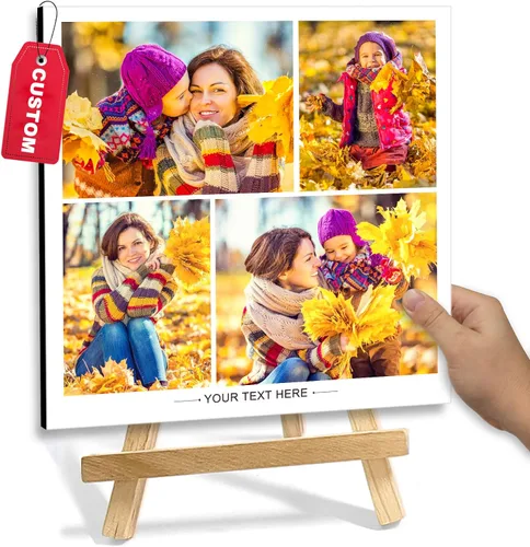 Vista 12 de Marco de fotos personalizado con soporte, impresión de imagen personalizada, regalos de fotos personalizados para decoración del hogar, exhibición