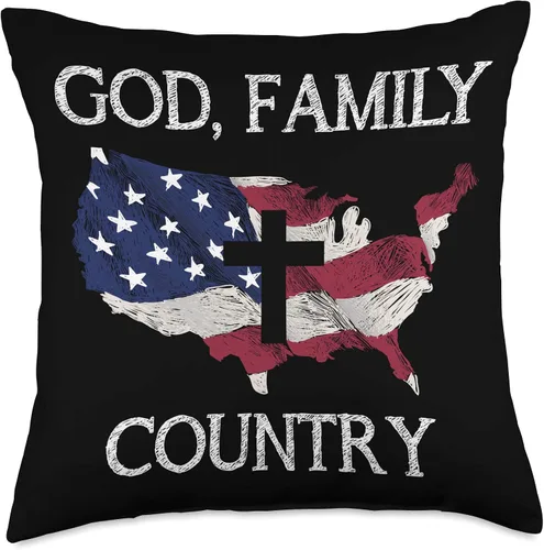 Vista 5 de Oración cristiana Santa Biblia Regalos bandera de Estados Unidos 4 de julio Idea de regalo Patriótico Americano Oración Throw almohada, 16x16