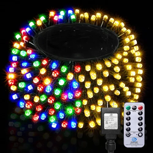 Vista 11 de BlcTec Luces de Navidad blancas cálidas, 300 luces LED de 108 pies para árbol de Navidad con 8 modos, impermeables, con certificación UL