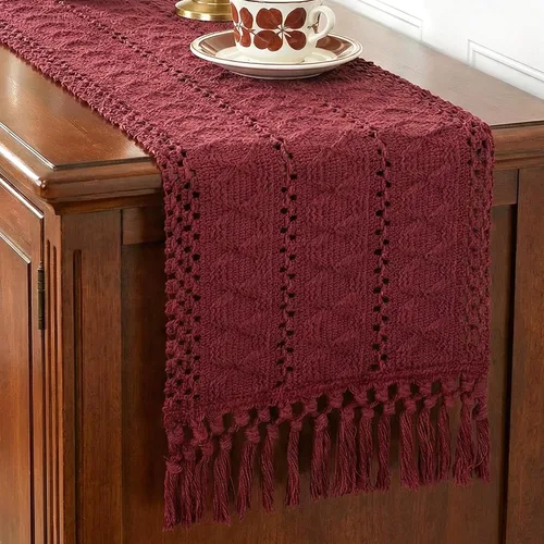 Vista 21 de FEXIA Camino de Mesa Negro con Borlas de 72 Pulgadas Macramé Boho Estilo Granja Camino de Mesa para Decoración de Dormitorio y Comedor