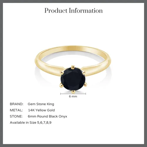 Vista 25 de Anillo de compromiso solitario con piedra preciosa redonda de oro amarillo de 14 quilates de 0.236 in para mujer Ajuste clásico de 6 puntas