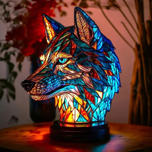 Vista 8 de Lámpara 3D de Animales, Lámpara de Luz Nocturna de Animales de Vidrio Emplomado Retro, Lámpara de Mesa de Animales Vintage, Lámparas de Animales