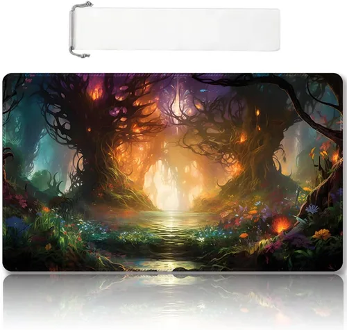 Vista 62 de DAUXID Tapete de Juego MTG Cosido Premium con Zonas y Respaldo de Goma Antideslizante, Tapete de Juego TCG para MTG y Otros Juegos de Cartas, Diseño