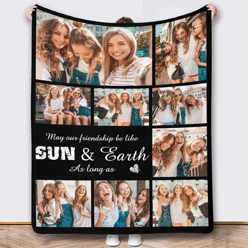 Vista 27 de Mantas de fotos personalizadas, 10 fotos personalizadas, mantas de imagen personalizadas, regalos para hermana, papá, mamá, hija, hijo