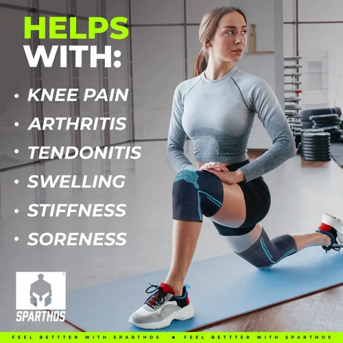 Vista 6 de Sparthos - Rodilleras de compresión (par) – Soporte para deportes, correr, alivio del dolor en las articulaciones – Rodillera para hombres y mujeres