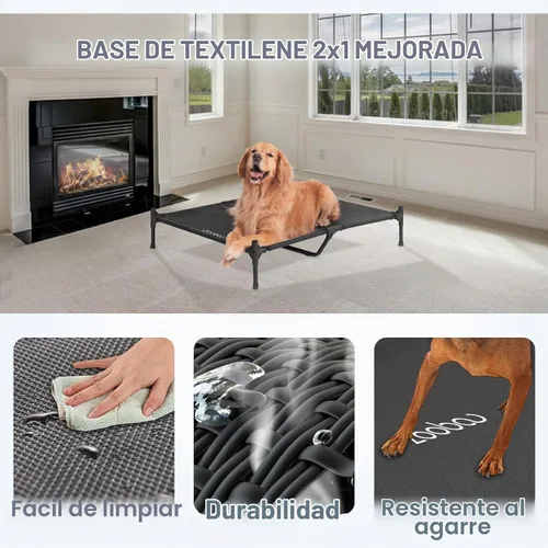 Vista 4 de Casa para perros 2 en 1 de 42" pulgadas para perros medianos, casa elevada para perros al aire libre e interior, refugio de cachorros en exteriores