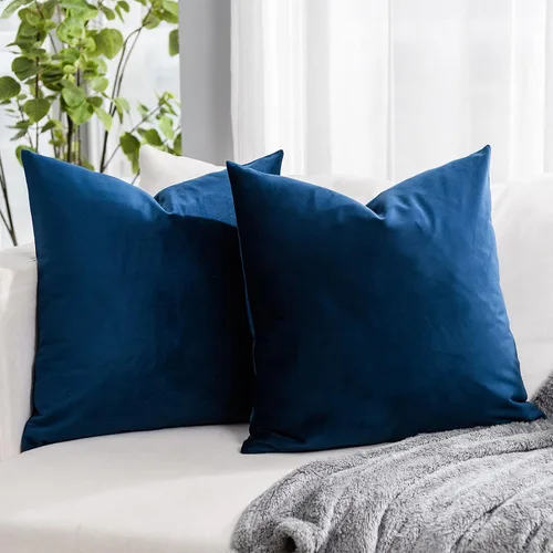 Vista 35 de Juego de 2 fundas de almohada decorativas de terciopelo de 14 x 14 pulgadas con cremallera, fundas de cojín cuadradas suaves y lisas de lujo