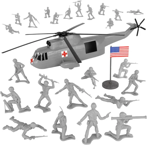 Vista 7 de TimMee Juego de Helicóptero de Soldados de Plástico - Negro 26 piezas Hecho en EE.UU