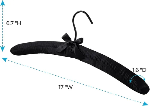 Vista 5 de JS Hanger Percha acolchada para suéteres, perchas extra grandes de 17 pulgadas con cubierta de satén, sin protuberancias de hombro para ropa