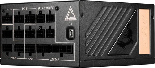 Vista 3 de MSI MEG Ai1300P PCIE5, Fuente de Alimentación para Juegos Totalmente Modular de 1300W, 80+ Platino, Cable Nativo 12V-2x6, Condensador 100% Japonés