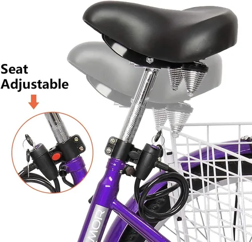 Vista 4 de PEXMOR Triciclo para adultos, 24/26 pulgadas, 7 velocidades, 3 ruedas, triciclo para adultos, triciclo para adultos, triciclo