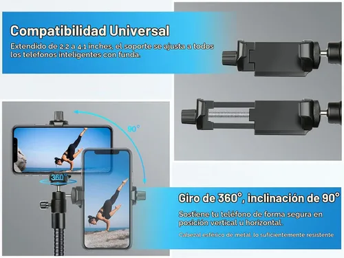 Vista 5 de Elitehood Soporte de trípode flexible de 81 pulgadas de alto para iPhone con cuello de cisne ajustable de 17 pulgadas con control remoto, compatible